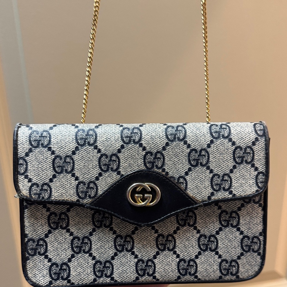 Gucci PVC Black/Navy and White Small Crossbody Bag